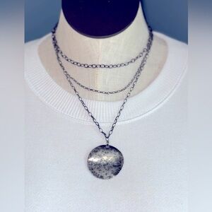 Silpada Sterling Silver Hammered 3 Layered Circle Pendant **RETIRED**